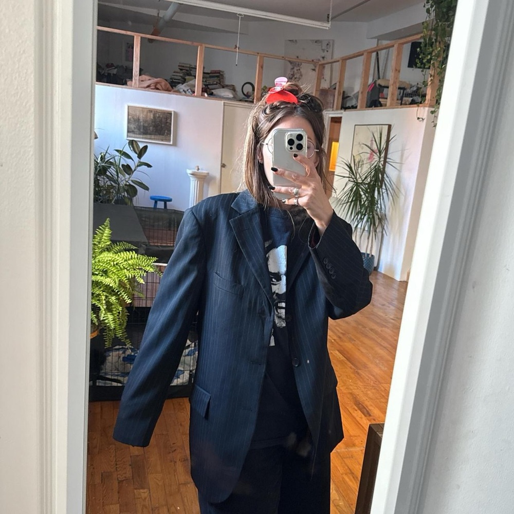 Pinstriped red and black blazer / suit jacket